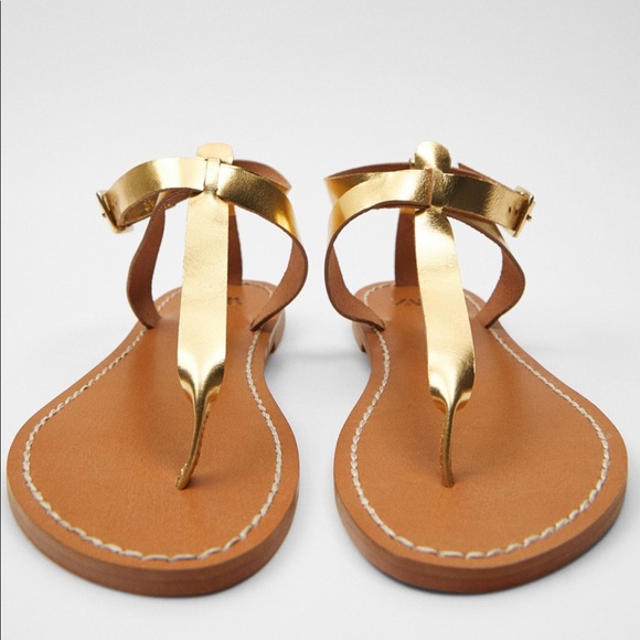 COPY - NWT Zara gold leather sandals